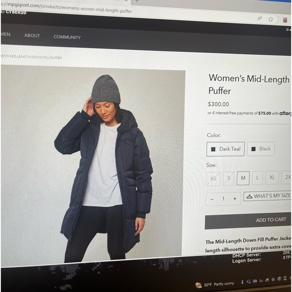 Navy Mondetta long puffer coat